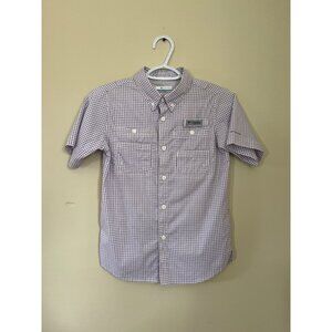 Columbia Boys Medium 8/10 Super Tamiami Purple Short Sleeve Shirt Omni-Shade